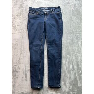 Old Navy Womens Sz 6 Petite Blue Jeans Rockstar Low Rise Skinny Dark Stretch
